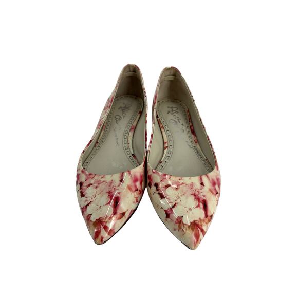 Alice + Olivia Flats Womens 39 Hudson Pink Floral Patent Leather Pointed Toe - Picture 2 of 8